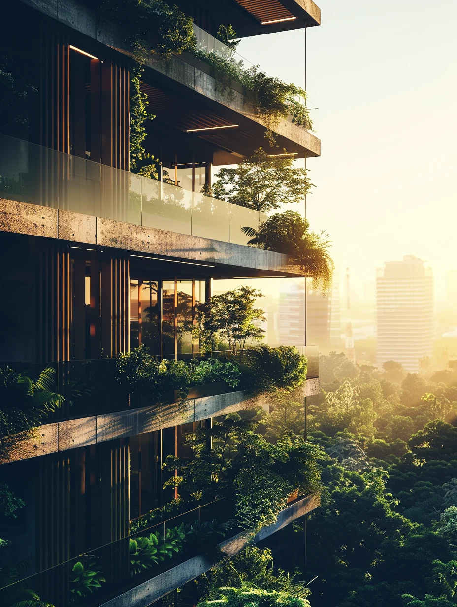 Architektur-Rendering mit ausgewogener Balance zwischen Funktion und Design.