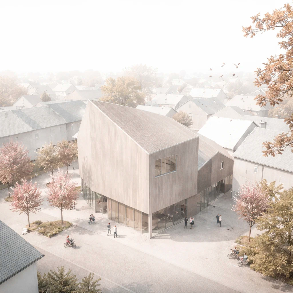 Das Architektur Rendering vermittelt ein klares Designkonzept.