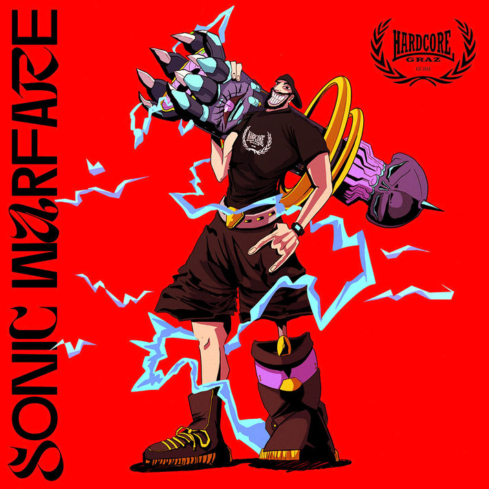 illustration eines modernen comic charactern auf rotem hintergrund