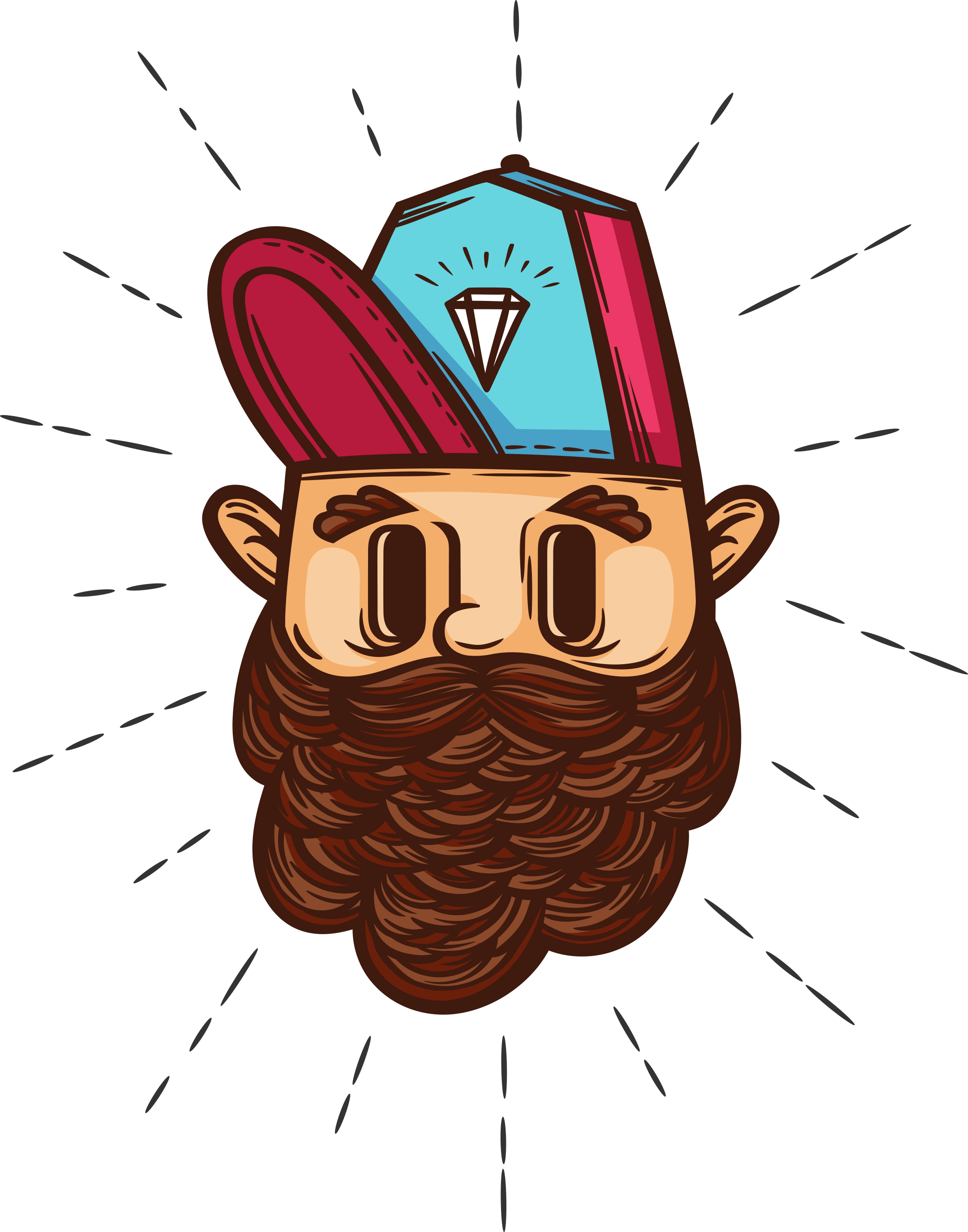 Bärtiger Cartoon-Kopf