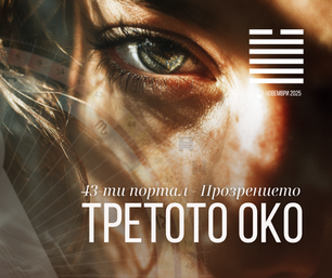 Близък портрет на жена с осветено лице в слаба светлина, дълбоки интензивни очи, тъмни сенки и атмосфера на прозрение и тихо полудяване – визуално въплъщение на портал 43 в Хюман дизайн.