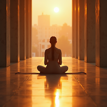 atmospheric shot meditation practice natural daylight warm tones self reflection human des