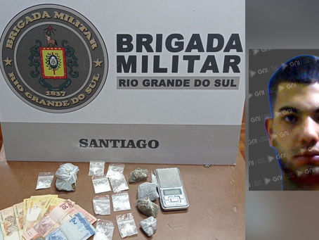 Jovem é preso pela BM por tráfico de entorpecentes em Santiago