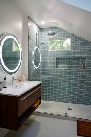 Bathroom remodel, floating vanity, tile shower surrounds
