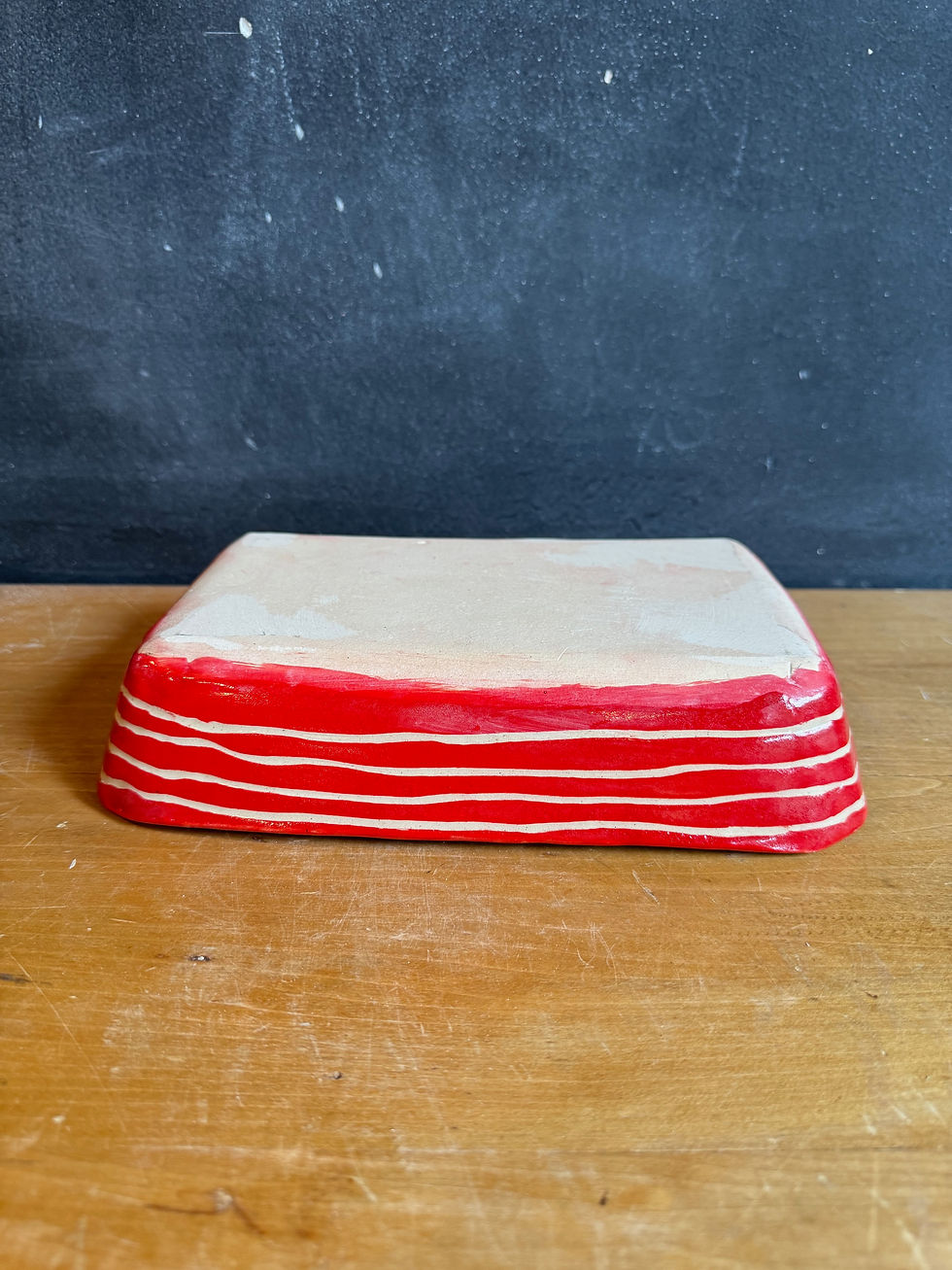 Thumbnail: SECOND - Red rose sgraffito casserole dish.