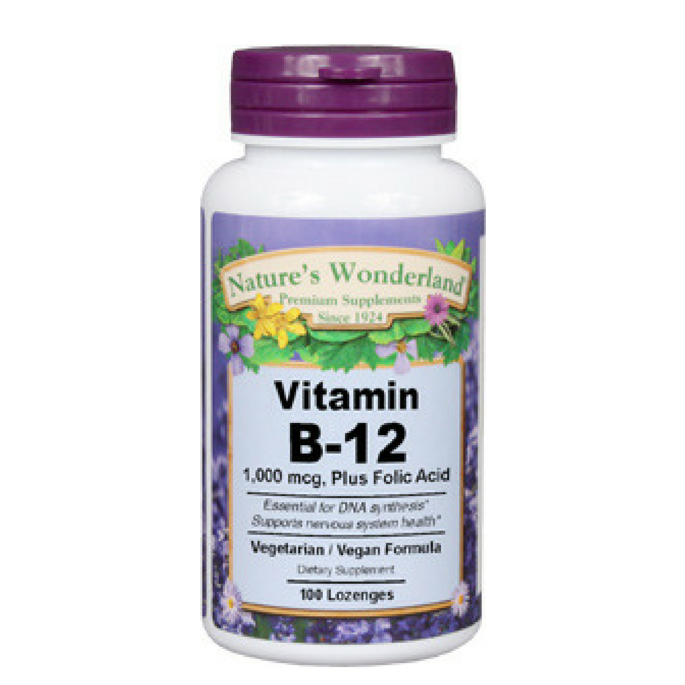 Vitamin B12, 1000 mcg / 1mg - 100 chewable lozenges (Nature's Wonderland)