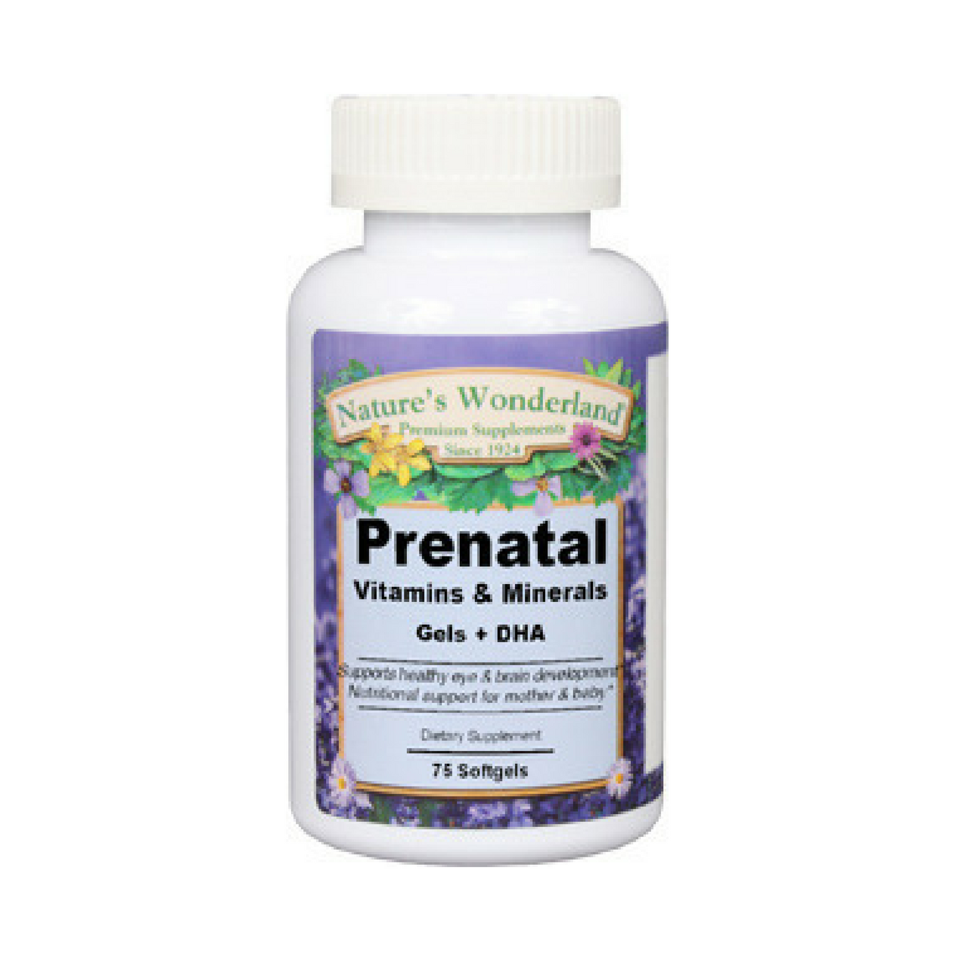 Prenatal Multivitamins & Minerals + DHA, 75 softgels (Nature's Wonderland)