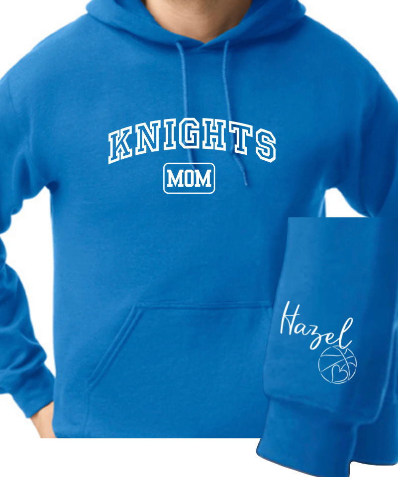 Mascot mom hoodie with sleeve enhancements