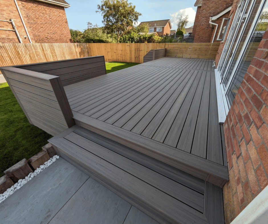 Small composite decking design for a compact South Wales garden