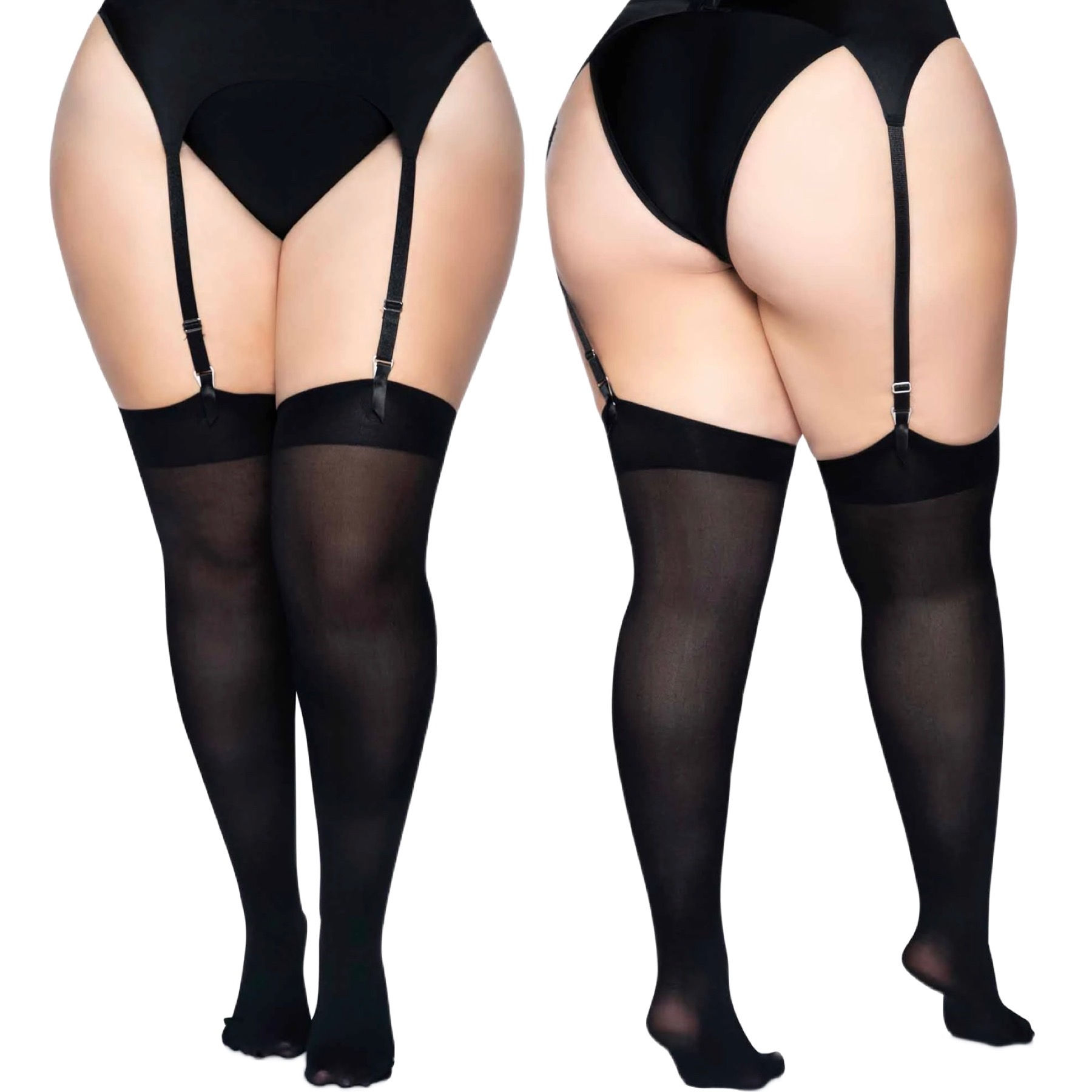 Plus Size opaque nylon thigh highs