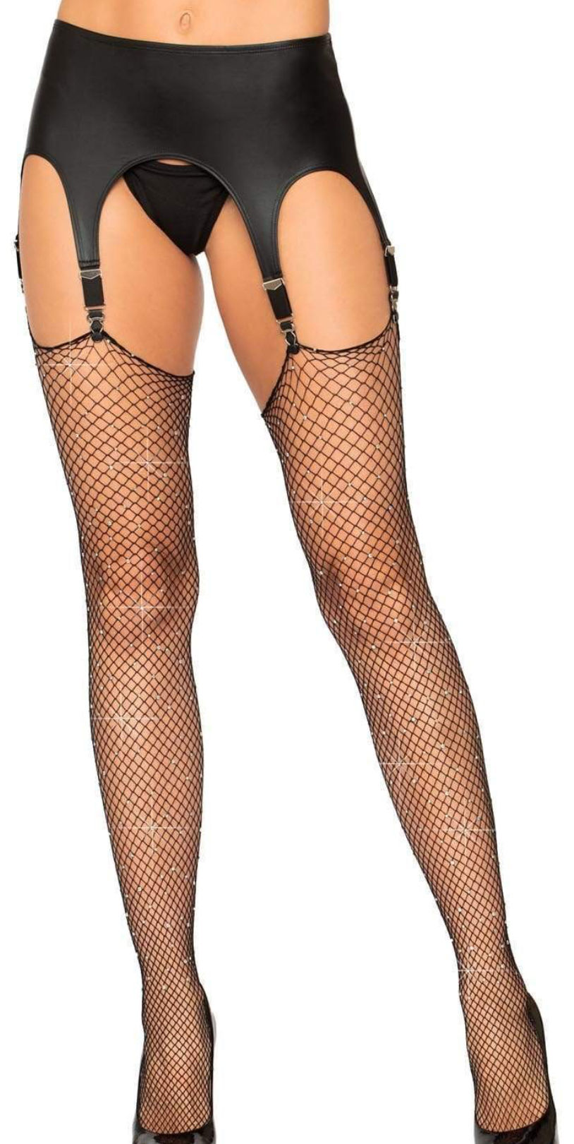 Brielle Rhinestone Fishnet Stockings