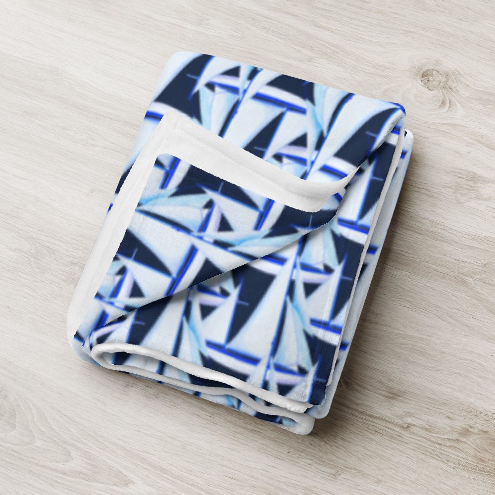 Throw Blanket in Watercolor Sailboat Print