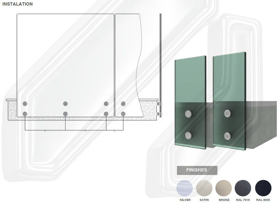 Miniatura: ACC-GRS-12  SOPORTE DE CRISTAL PARA MONTAR EN LA PARED LATERAL