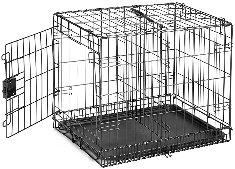black wire dog crate with divider