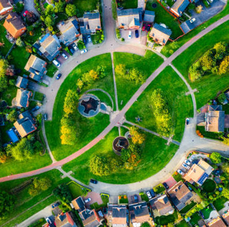 aerial view of neighborhood