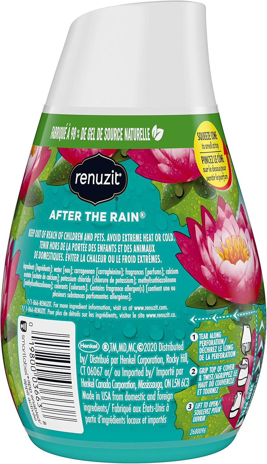 Case of 12 Renuzit Adjustables Air Fresheners in After the Rain scent, 7 oz each, solid cone design for adjustable fragrance