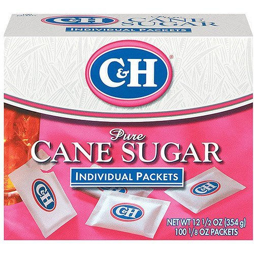 Box of C&H Cane Sugar Packets, 4-pack of 12.5 oz boxes for wholesale use
