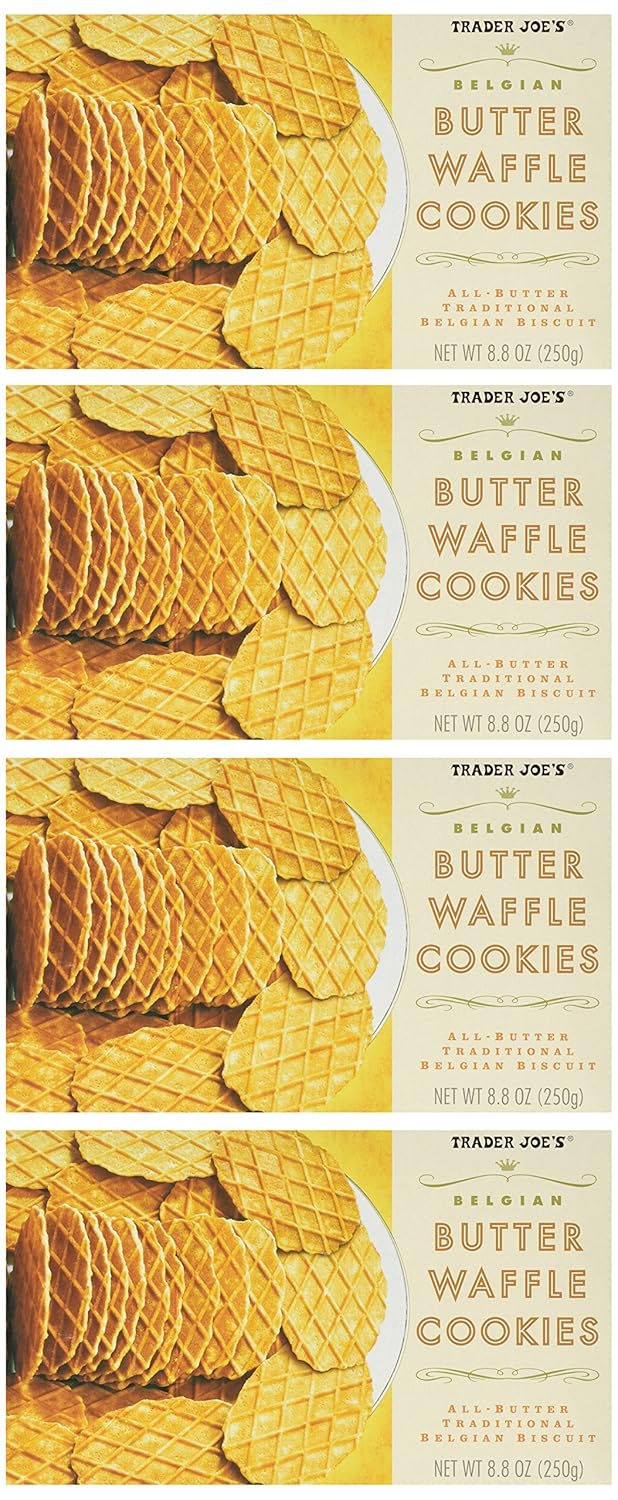 Trader Joe's Belgian Butter Waffle Cookies 4-Pack – Crisp, Buttery Waffle Cookies in 8.8 oz Packs