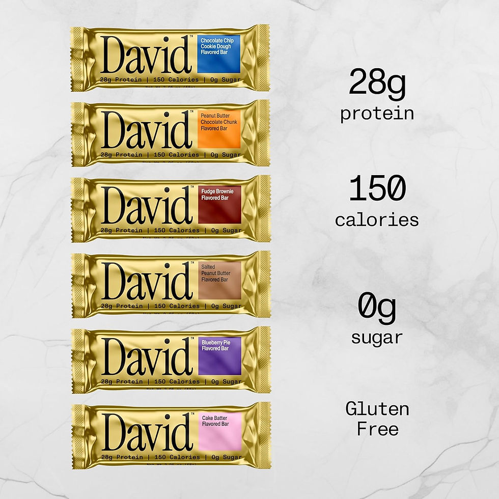 "David High Protein Bars Variety Pack – 6-pack of sugar free, low carb protein bars"