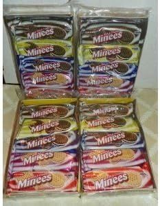 Box of Global Brands Minees Assorted Cookies, 80-count pack with mixed flavors for parties or everyday treats.