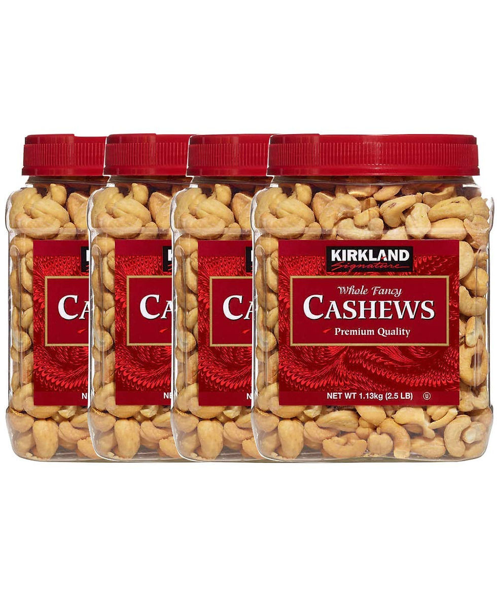 Image of Wholesale Kirkland Signature Whole Fancy Cashews – Salted and Roasted, 40 oz Pack of 4 for Bulk Nut Supply