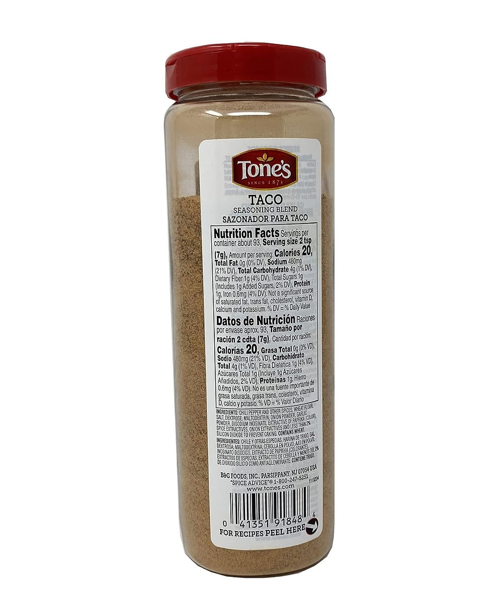 Tone's Taco Seasoning 2-pack – 23 oz containers of wholesale kosher taco spice blend for restaurants and foodservice