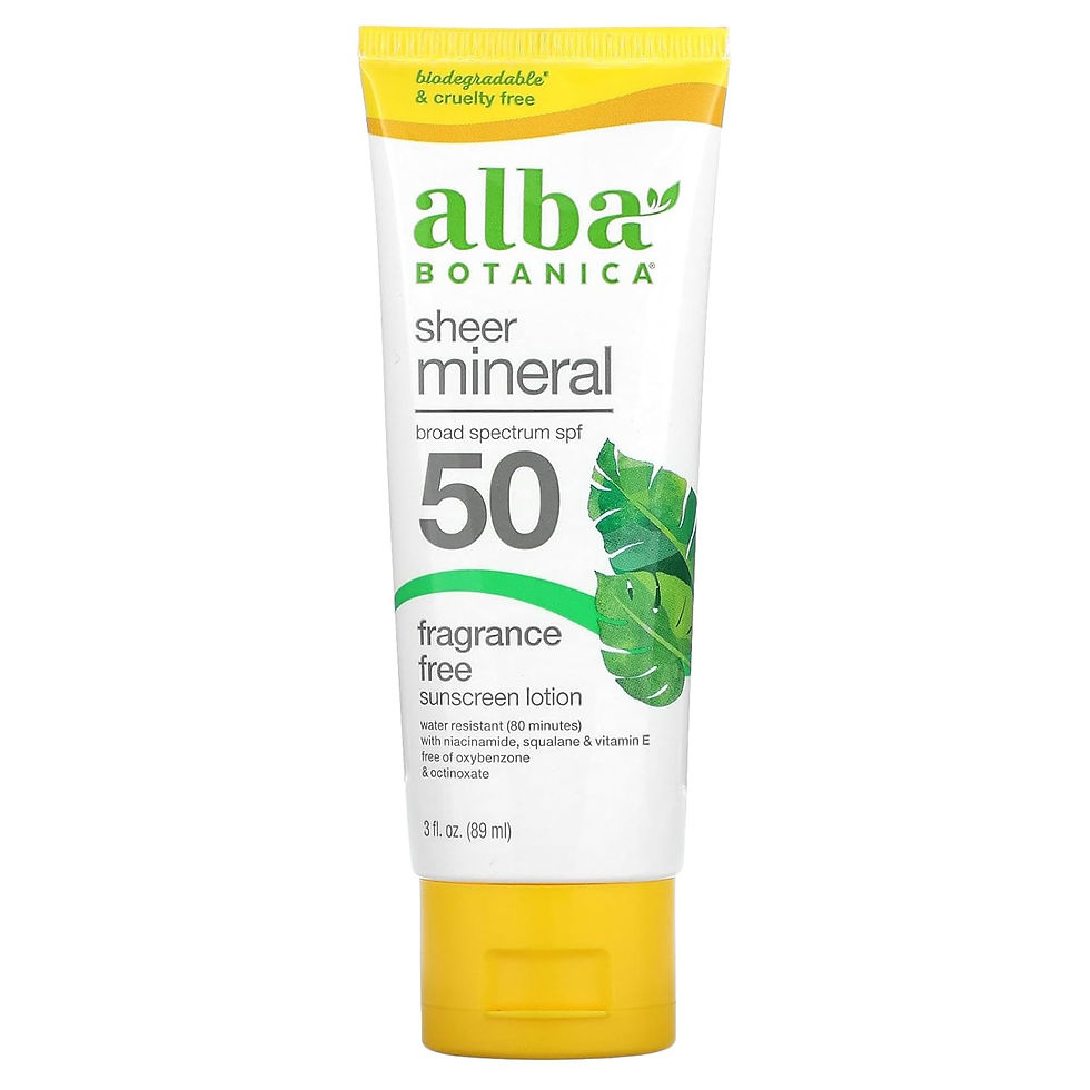 Alba Botanica Sheer Mineral Sunscreen SPF 50 – 3 oz Fragrance-Free Tube with Niacinamide