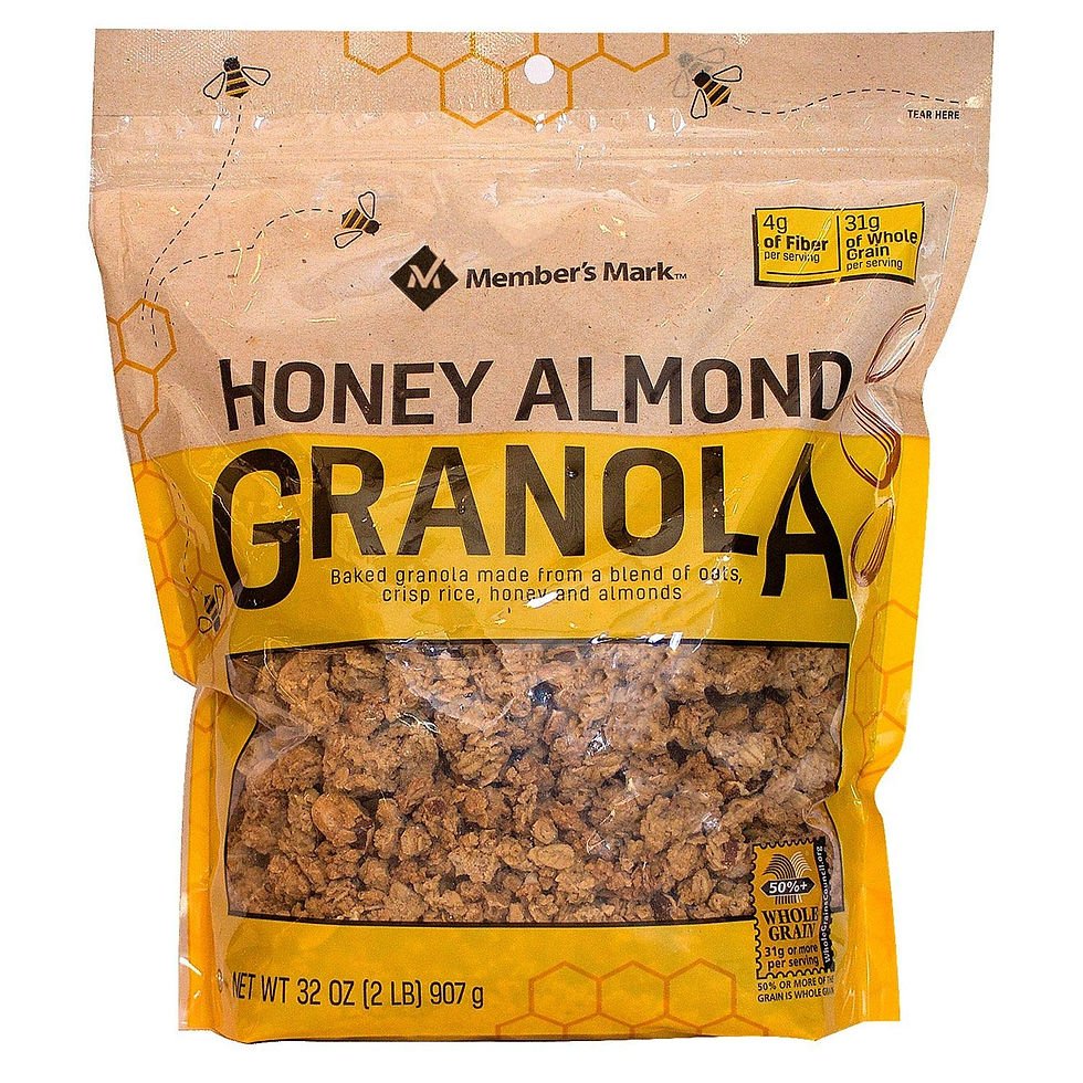 Large 4 lb bag of Member's Mark Honey Almond Granola, ideal for wholesale or bulk pantry use