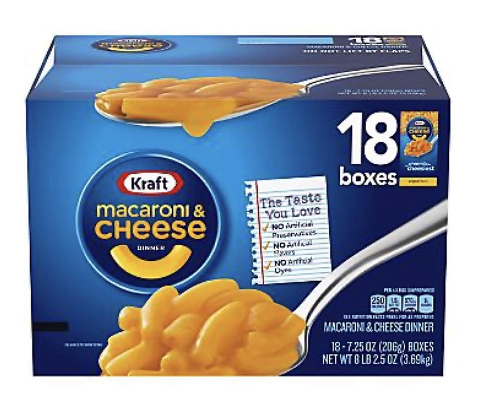 Kraft Original Macaroni & Cheese Dinner – 18 pack of 7.25 oz boxes, wholesale bulk pasta meal kits