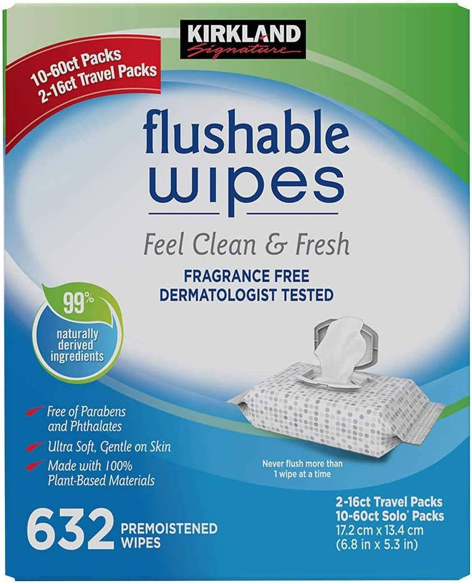 Kirkland Signature Moist Flushable Wipes – 632 Count Fragrance-Free for Wholesale