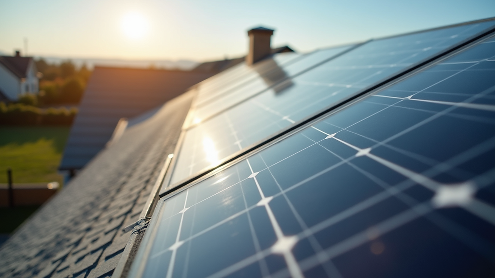 Eye-level view of solar panels on a residential roof