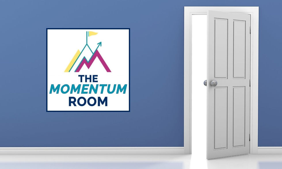 The Momentum Room represents a space where entrepreneurs step into consistent action, build self-trust, and create real business momentum. The open door symbolizes new opportunities, growth, and the decision to move forward instead of staying stuck in planning or avoidance.