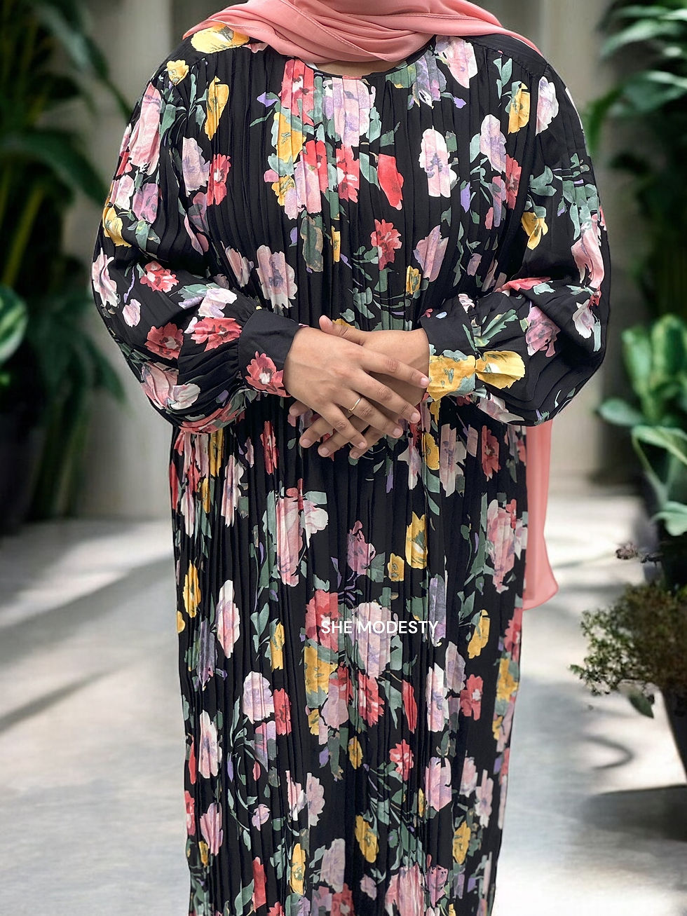 Thumbnail: FLORAL PLEATED DRESS 1009