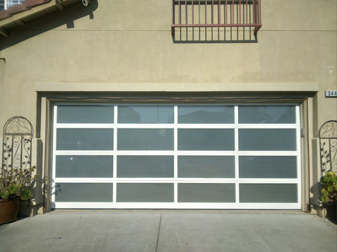 Satin Tempered Glass Garage Door with Custom Sizing for Homes, Offices, and Storefronts