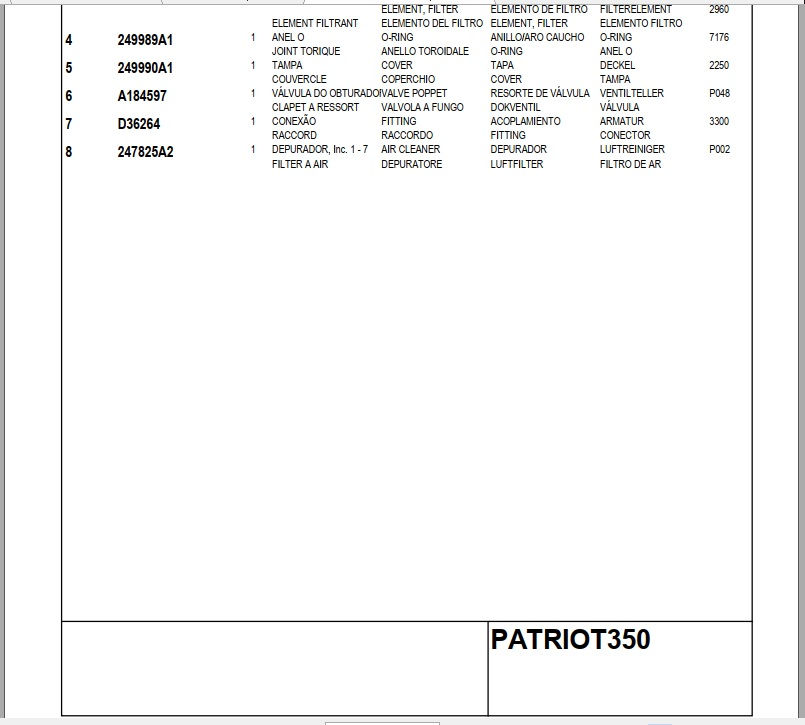 Miniatura: Catálogo de Peças Pulverizador Patriot 350 Case