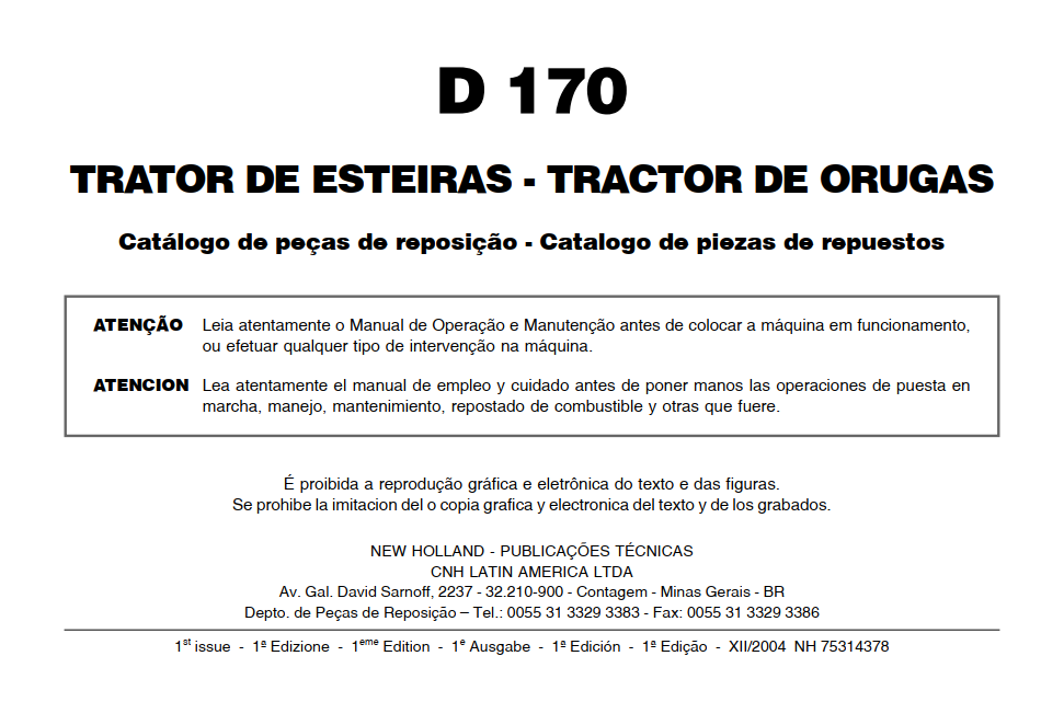 Thumbnail: Catálogo de Peças Trator Esteiras D170 New Holland