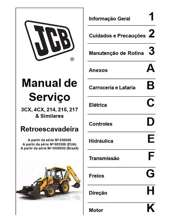 Manual De Serviços – Jcb – Retroescavadeiras 3Cx 4Cx 214 215 217