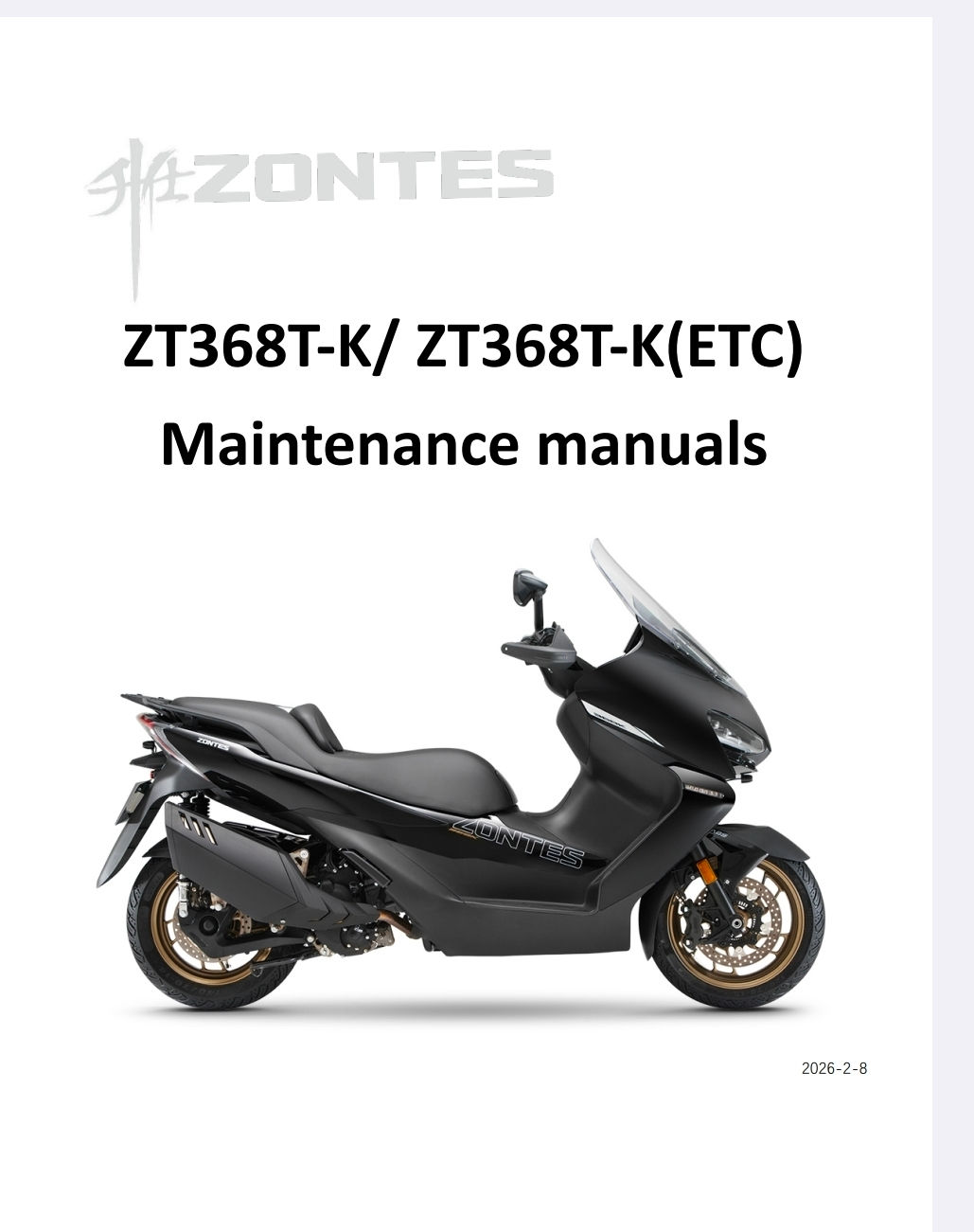 MANUAL DE SERVIÇO ZONTES 368K