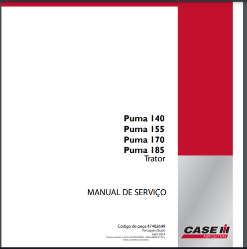 MANUAL DE SERVIÇO PUMA 140 155 170 185 TRATORES CASE IH 