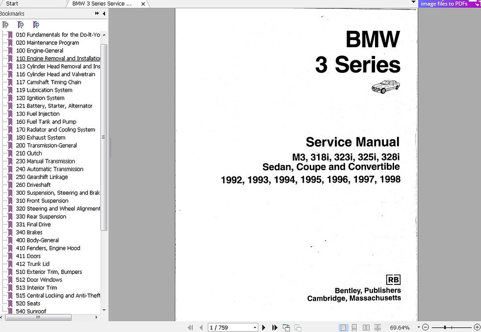 Miniatura: MANUAL DE SERVIÇO BMW SERIE 3 E36 - 1992 a 1998