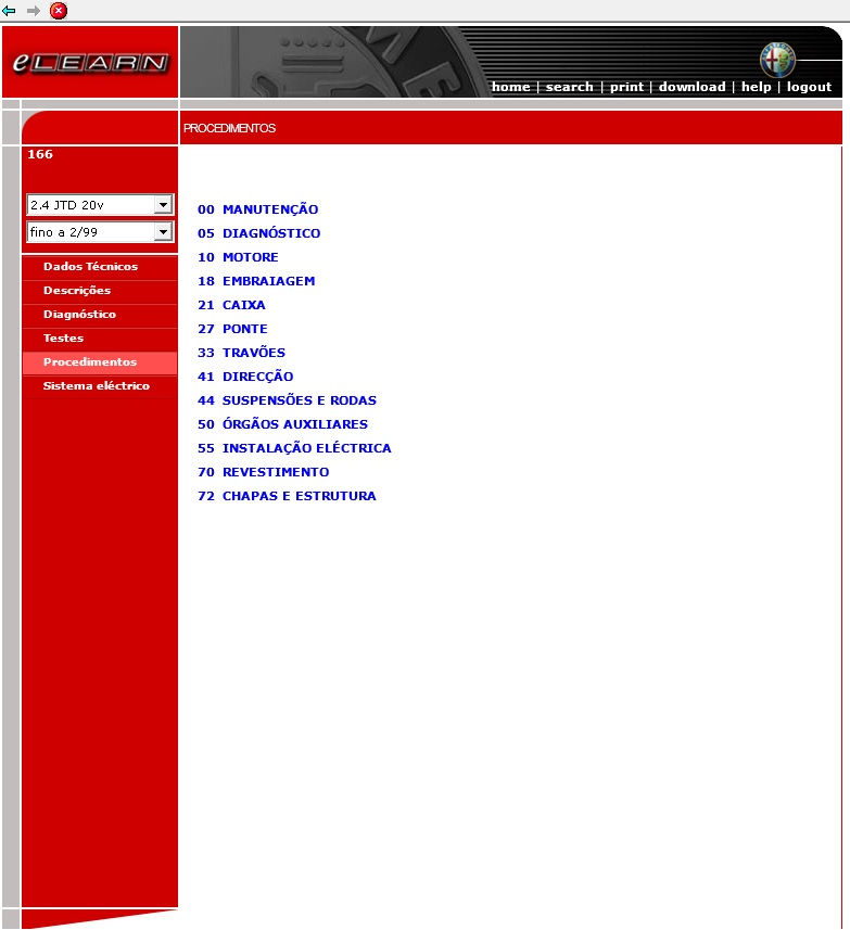 Miniatura: MANUAL DE SERVIÇO ALFA ROMEO 166 - 1993 a 2004