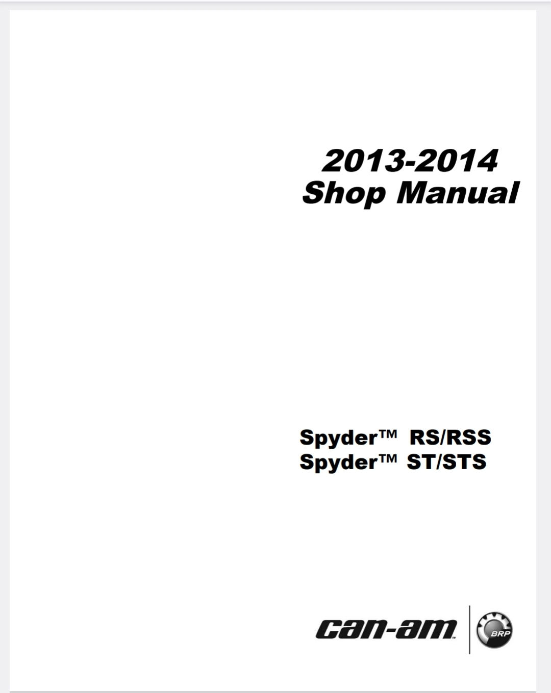 MANUAL DE  SERVIÇO CAN-AM SPYDER - 2013 2014