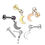 Thumbnail: Threadless Push In Labret With Round Bezel Set CZ and Crescent Moon Dangle Top