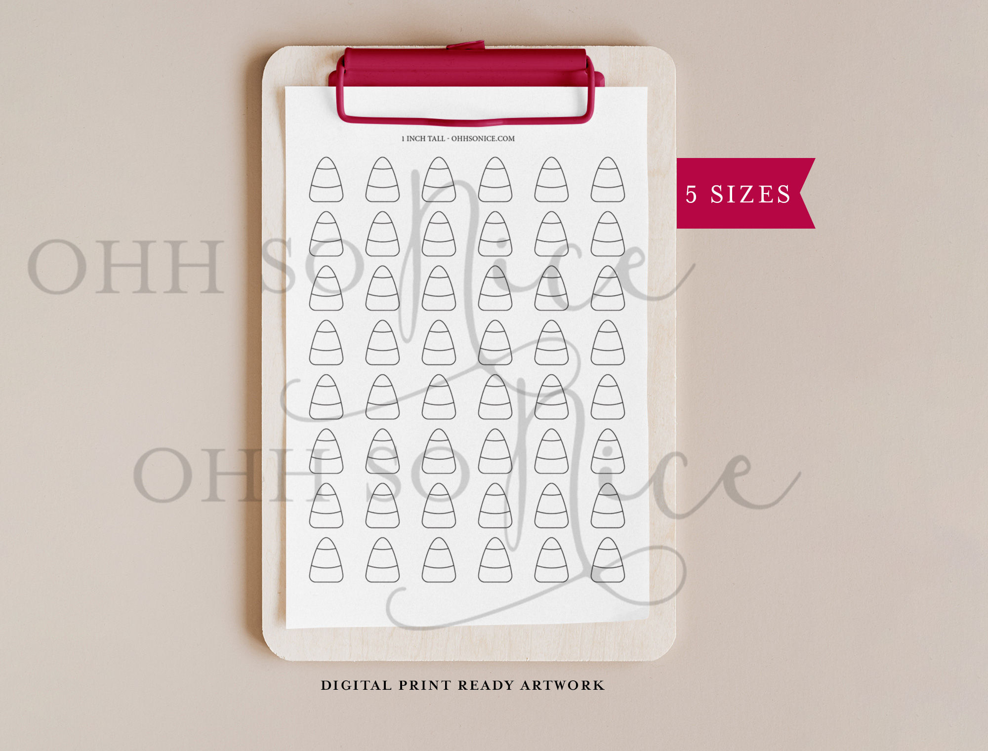 5 Sizes | Candy Corn Treat Royal Icing Transfer Printable Template