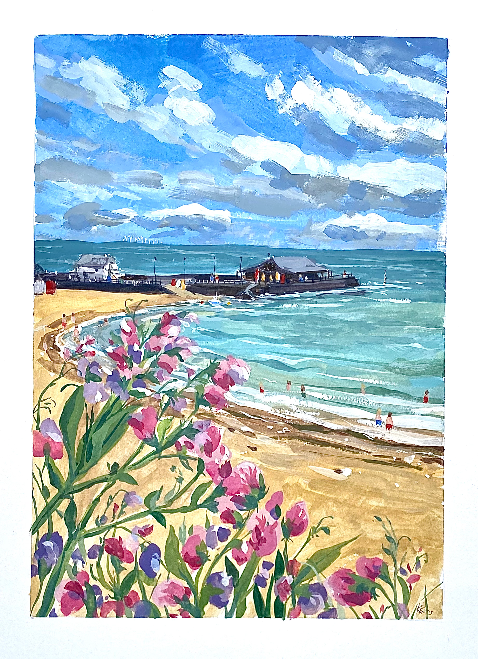 Sweet Pea Bay Tea Towel 100% Cotton