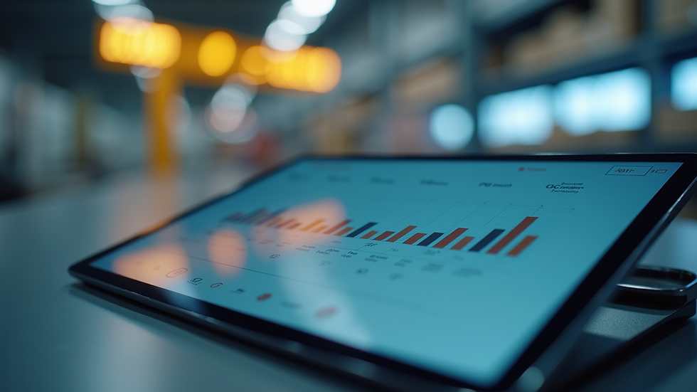 Close-up view of a digital tablet showing facility management software