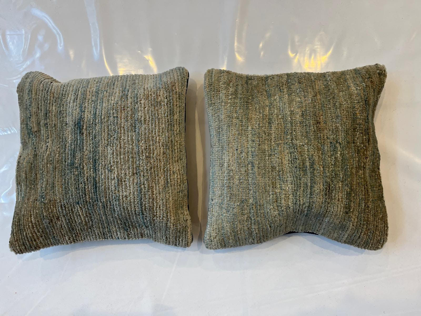 Pillow w/pair of hand made modern rug