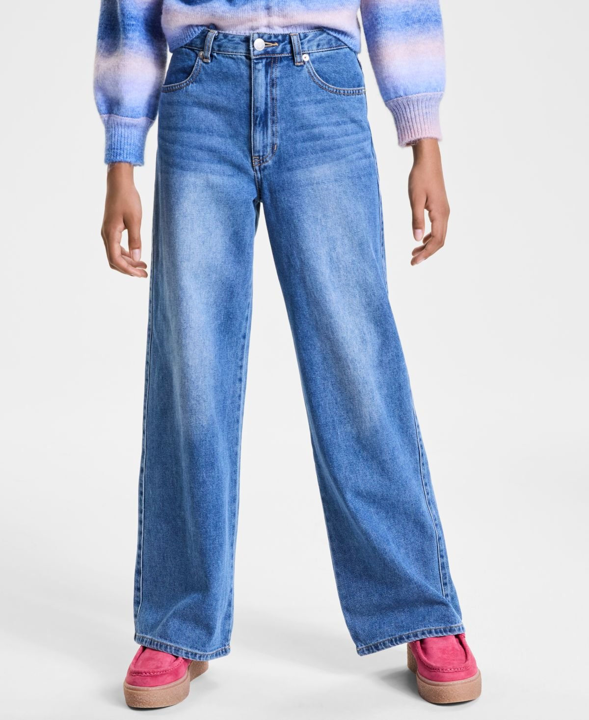 With Jules Big Girls Wide-Leg Jeans Medium Blue M 810