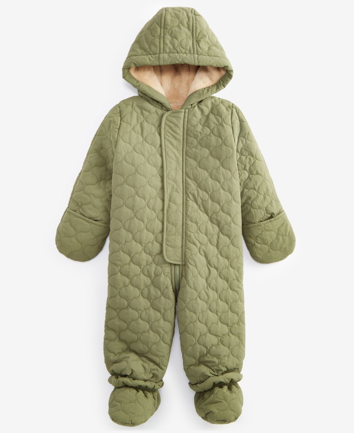 First Impressions Baby Girls Hooded Quilted Foot Aged Pine
