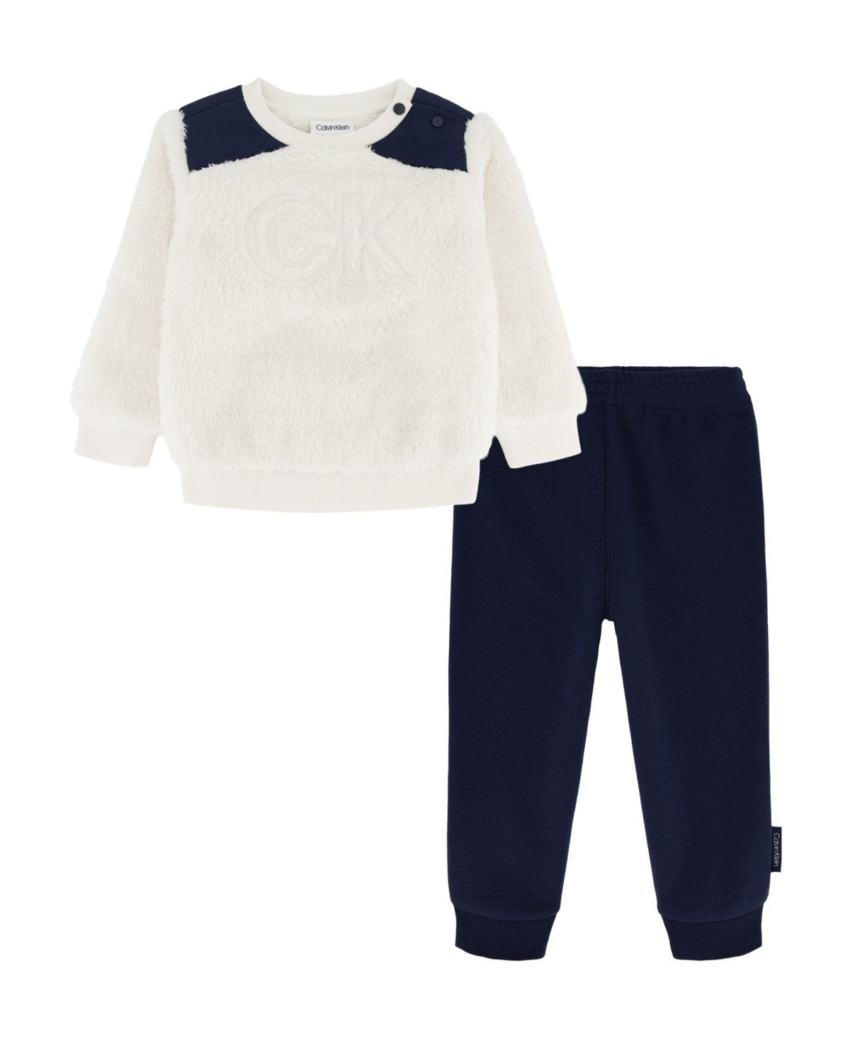 Calvin Klein Calvin Klein Baby Boy Sherpa a Antique WhiteNavy Blazer
